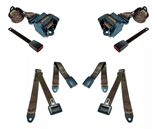 Kit Cinto Segurança Marrom Completo Retrátil 3 Pontos Fusca