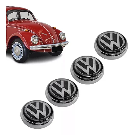 Botões Painel Fusca Cromados Com Logo Vw - Jogo