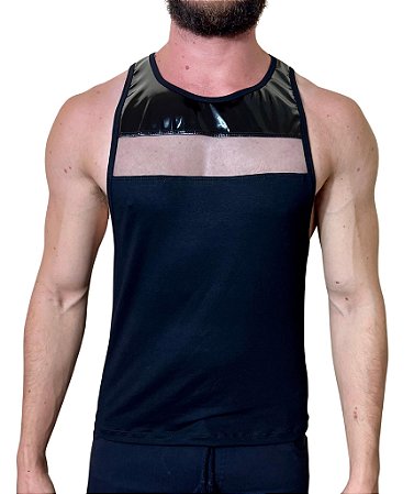 Regata Cavada Viscolycra detalhe de Vinil/Tule