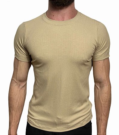 Camiseta Malha Canelada Bege