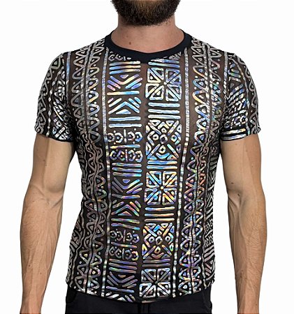 Camiseta Tule Holográfico Preto