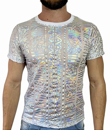 Camiseta Tule Holográfico Branco
