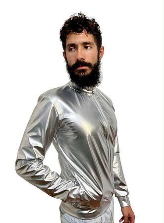 Jaqueta Bomber Vinil Prata