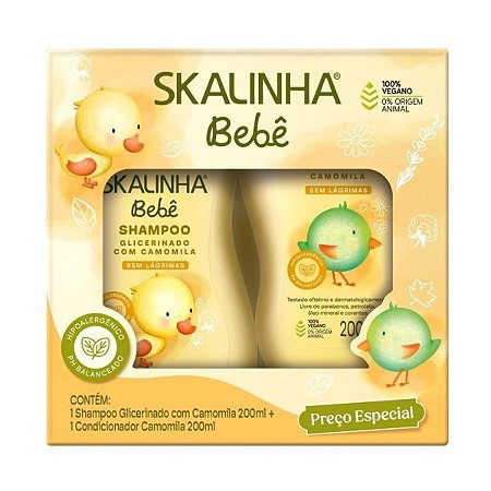 Kit Shampoo (200ml) e Condicionador (200ml) Camomila Skaliinha Bebê
