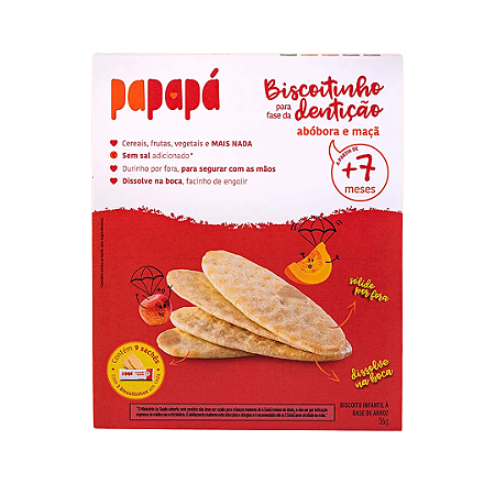 Biscoitinho para Fase da Dentição Papapá Maçã e Abóbora 36g