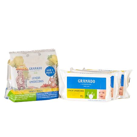 Kit Bebê Lenço Tradicional Granado com 4 pacotes