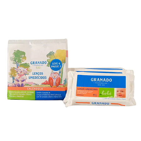 Kit Bebê Lenço Calêndula Granado 4 pacotes