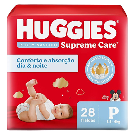 Fralda Huggies Disney Supreme Care Tam P c/ 28 unid