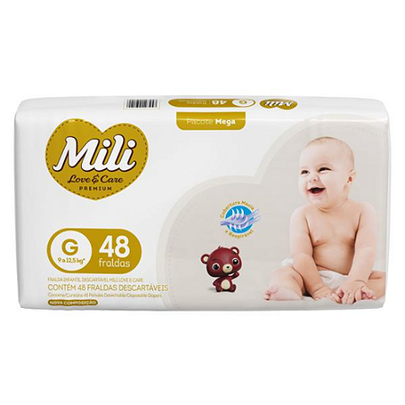 Fralda Mili Love Care Mega c/ 48 unidades - Tam G