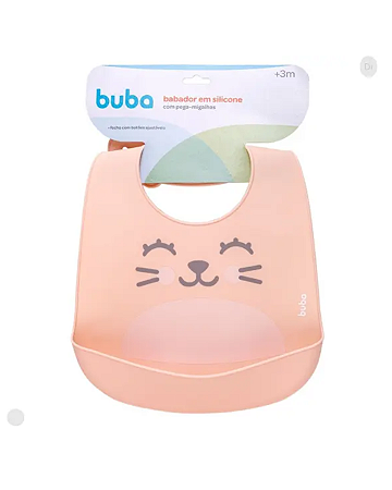 Babador em silicone com pega-migalhas Gumy Pêssego - Buba