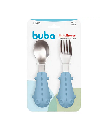 Kit Talheres Cabo com Silicone Azul - Buba