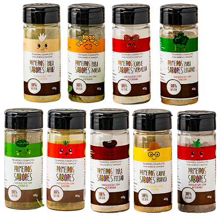 Kit 9 Temperos Naturais Primeiros Sabores - Terra Amor 40g