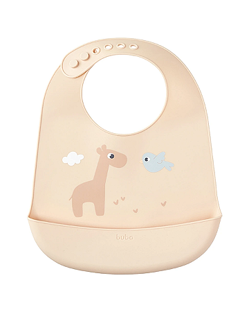 Babador em silicone com pega-migalhas Cloudy Girafa - Buba