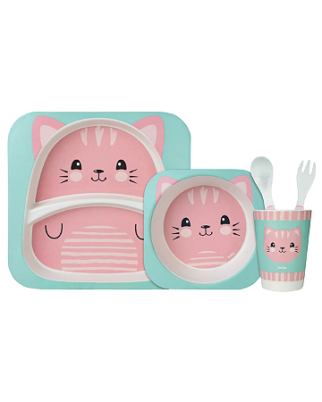 Kit Refeição Infantil Bambu Gatinho - Buba