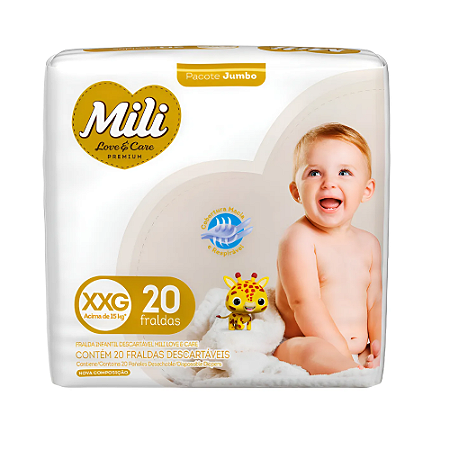 Fralda Mili LoveCare Jumbo XXG c/ 20 unidades