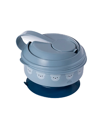 Porta Papinha com Amassador Urso Azul - Plasútil