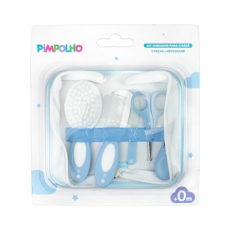 Kit Cuidados para o Bebê 5 pças com Necessaire Azul - Pimpolho