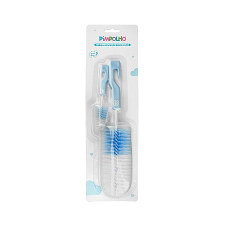 Kit Escovas para Higienizar Mamadeiras Azul - Pimpolho