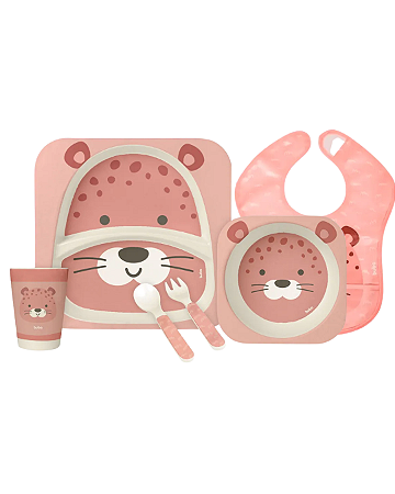 Kit Oncinha Bambu com Babeiro Pega Migalha Buba