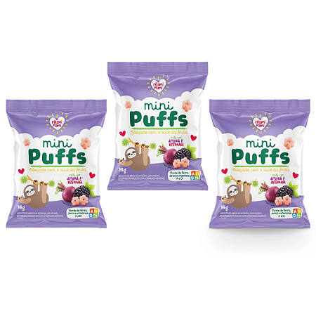 Kit 3 Mini Puffs Amora e Beterraba - Nhami Mami