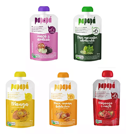 Kit 5 Papinhas Orgânicas Papapá - Sabores Diversos