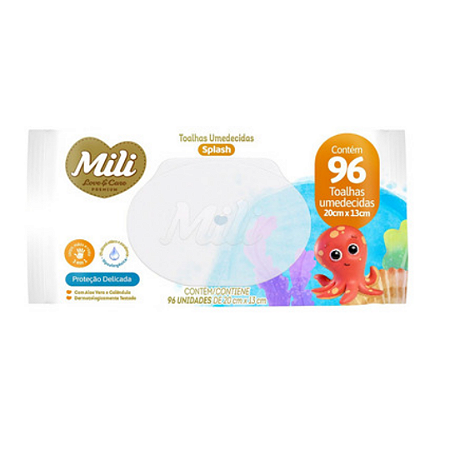 Lenço Umedecido LoveCare Splash Mili c/ 96 unidades