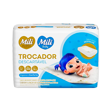Trocador Absorvente Infantil Mili c/ 5 unidades