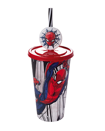 Copo Infantil com Pin Homem Aranha 500ml - Plasútil