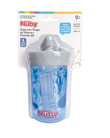 Copo com Tampa de Silicone e Desenho 3D Tubarão - Nuby