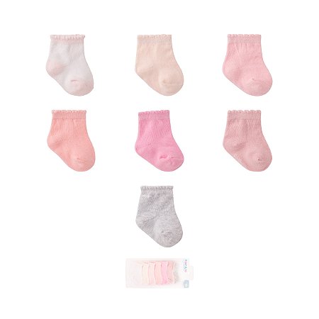 Kit Meia Semaninha Menina c/ 7 pares tam RN - Pimpolho