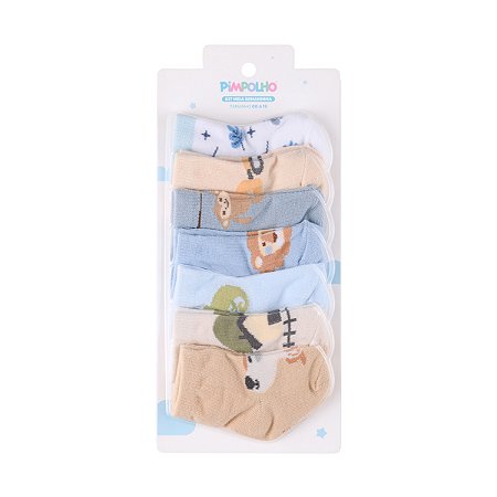 Kit  Meia  Estampada Semaninha Menino tam 00-15 - Pimpolho