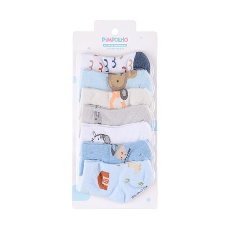 Kit  Meia  Estampada Semaninha Menino tam 00-15 - Pimpolho