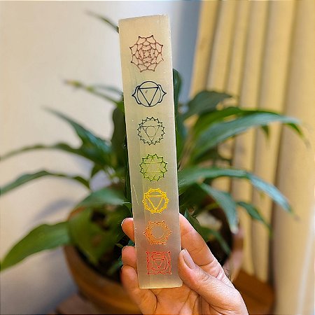 Régua de Selenita - 7 chakras colorido