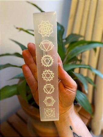 Régua de Selenita - 7 chakras branco