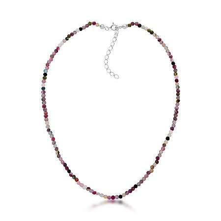 Choker Esferas Turmalina Melancia Prata 925 - Amizade e Bem-estar