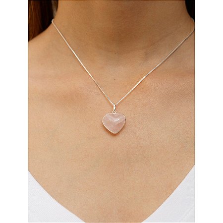 Pingente Mini Coração Quarto Rosa Prata 925 - Amor e Relacionamentos
