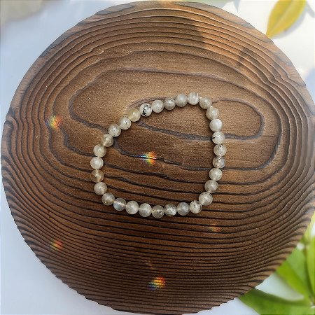 Pulseira Pedra da Lua Esfera 6mm - Energia Feminina e Intuição