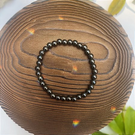 Pulseira de Hematita Esfera 6mm - Aterramento e Proteção contra negatividade