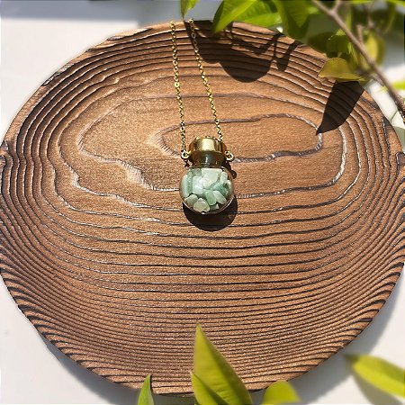 Colar Pote Vidro Quartzo Verde - Saúde e Conexão com a Natureza