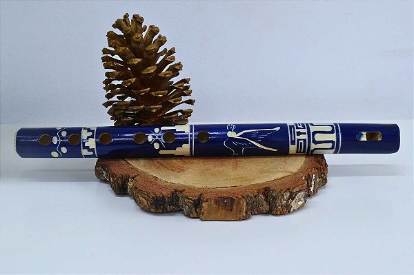Flauta Doce de Bambu Peruano - azul