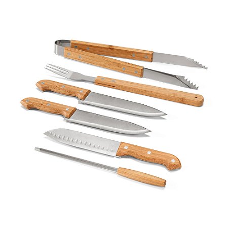 KIT CHURRASCO EM BAMBU E MADEIRA