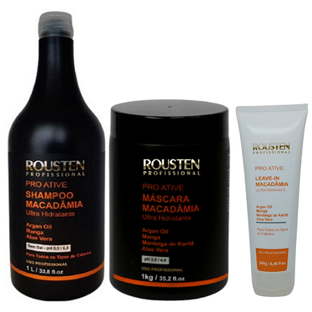 KIT MACADÂMIA ULTRA HIDRATAÇÃO - SHAMPOO + MASCARA + LEAVE - IN
