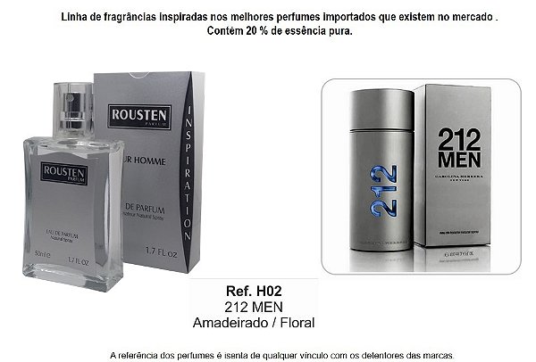 PERFUME H02 MASCULINO INSPIRAÇÃO 212 MEN