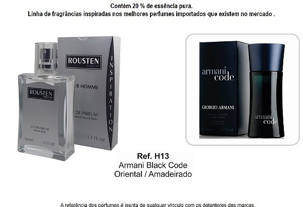 PERFUME H13 MASCULINO INSPIRAÇÃO ARMANI BLACK CODE