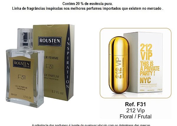 PERFUME F31 FEMININO INSPIRAÇÃO 212 VIP