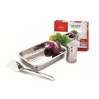 4344 - Conjunto Para Lasanha 3 Peças Em Aço Inox Cozinha Luxo Inox