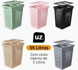 Cesto De Roupas 55L UZ Com Cesto Interno Organizanidor.