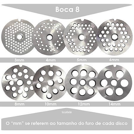 Disco Inox para Moedor de Carne Boca 8 - de 3mm a 14mm