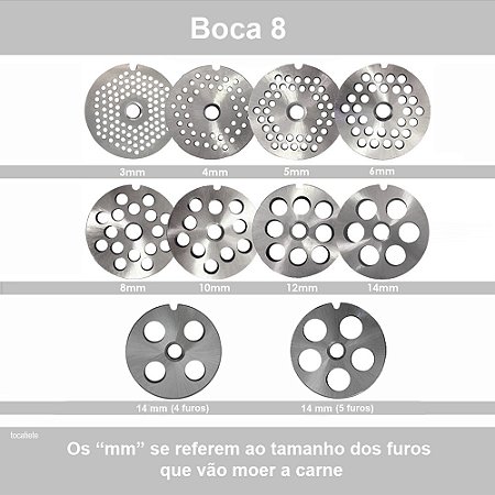 Disco Aço carbono Para Moedor De Carne Boca 8 - de 3mm a 14mm