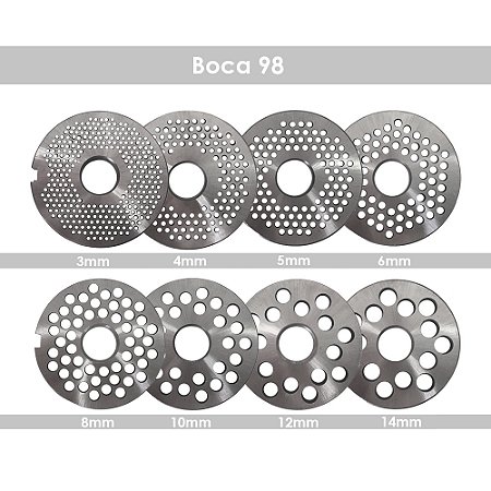 Disco Aço carbono Para Moedor De Carne Boca 98 - de 3mm a 14mm
